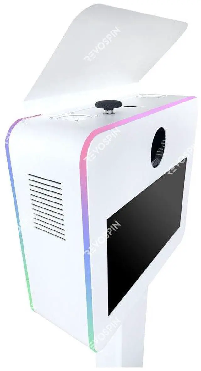 Alt view image 4 of 6 - BAKOD Glamify Photo Booth Shell Starter Package with 19" Touch Monitor, 2 Internal Flash, Power Strip, and Road Case - WHITE