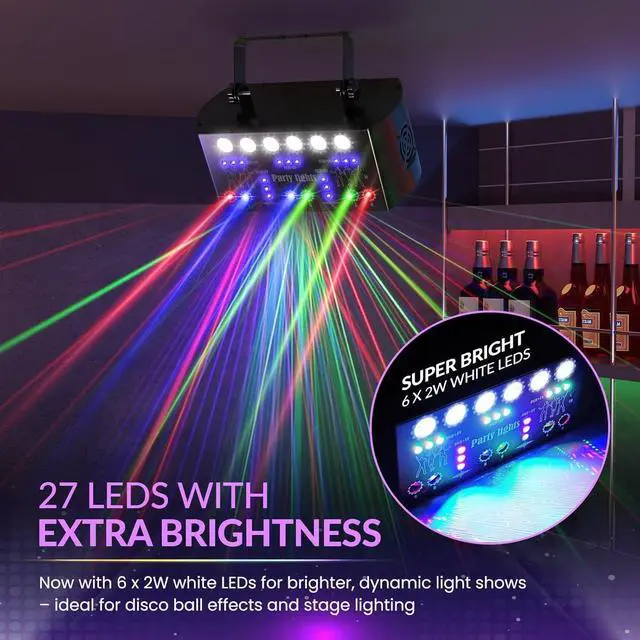Alt view image 5 of 7 - BAKOD 27-Eyes Laser Stage Light  RGB Rave Beam Show Projector for DJ, Disco, Party, Club, Bar, Parties, Rave