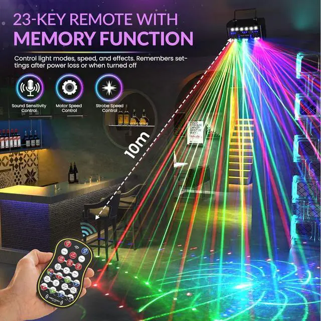 Alt view image 6 of 7 - BAKOD 27-Eyes Laser Stage Light  RGB Rave Beam Show Projector for DJ, Disco, Party, Club, Bar, Parties, Rave