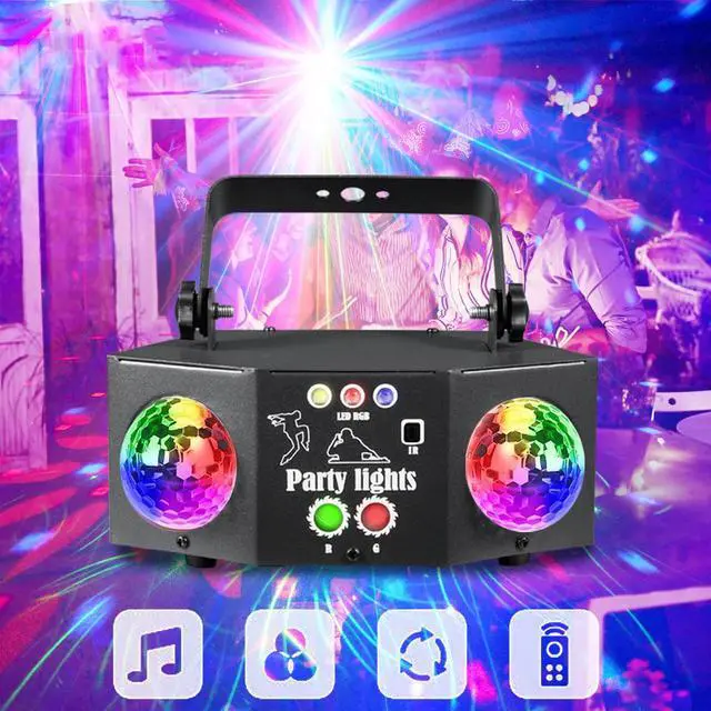 Alt view image 3 of 7 - BAKOD Double Magic Disco Ball Light  Sound Activated LED Party Light for Parties, DJ events, Clubs, Home, Disco, Bar