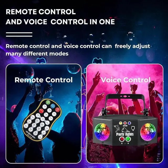 Alt view image 5 of 7 - BAKOD Double Magic Disco Ball Light  Sound Activated LED Party Light for Parties, DJ events, Clubs, Home, Disco, Bar