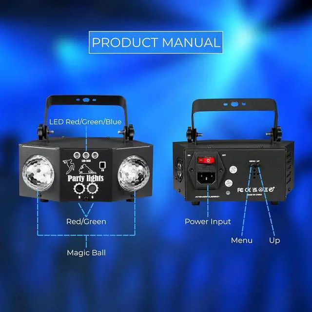 Alt view image 6 of 7 - BAKOD Double Magic Disco Ball Light  Sound Activated LED Party Light for Parties, DJ events, Clubs, Home, Disco, Bar