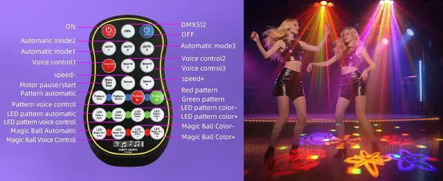 Alt view image 7 of 7 - BAKOD Kaleidoscope Gobo LED Party Light  Sound Activated & Remote Controlled for DJ, Disco, Party, Club, Bar, Parties