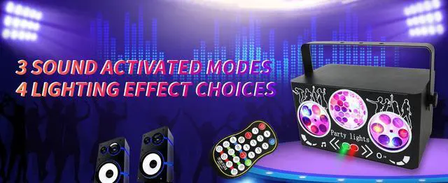 Alt view image 5 of 7 - BAKOD Kaleidoscope Gobo LED Party Light  Sound Activated & Remote Controlled for DJ, Disco, Party, Club, Bar, Parties