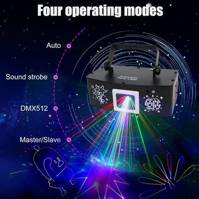 Alt view image 2 of 7 - BAKOD 3D Animated Projector Light  LED Motion Projection Lamp with Rotating Color Patterns, Remote Control, Indoor/Outdoor Decorative Lighting DJ Disco Stage Light for Parties, Events, Clubs