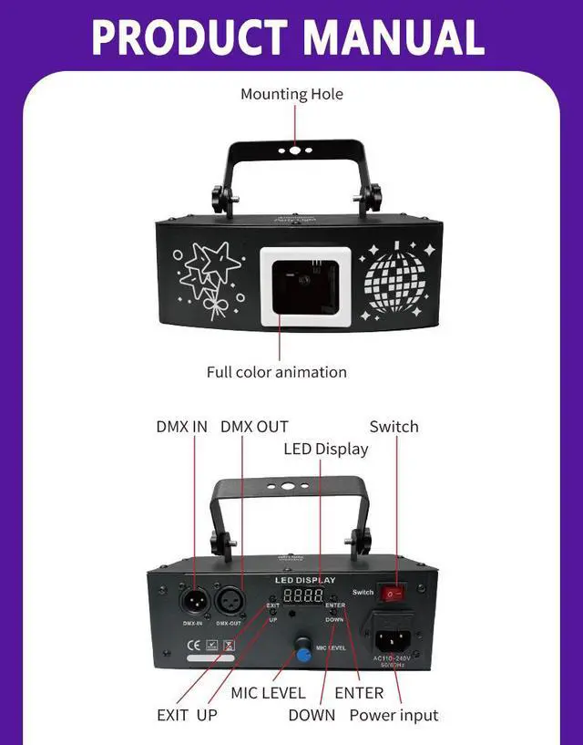 Alt view image 6 of 7 - BAKOD 3D Animated Projector Light  LED Motion Projection Lamp with Rotating Color Patterns, Remote Control, Indoor/Outdoor Decorative Lighting DJ Disco Stage Light for Parties, Events, Clubs