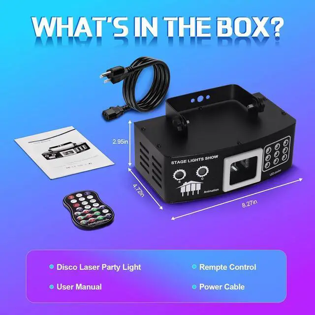 Alt view image 7 of 7 - BAKOD 12 Beam LED Rave Light Sound Activated Party Stage Lighting with Strobe & Moving Beams DJ Disco Stage Light for Parties, Events, Clubs