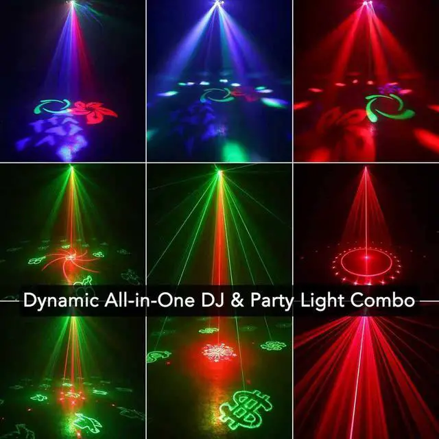 Alt view image 2 of 6 - BAKOD 7-in-1 World Window Party Light  LED + Laser + GOBO DJ Light with Sound & DMX Control for DJ, Disco, Party, Club, Bar, Parties