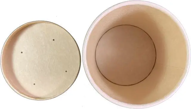 Alt view image 3 of 4 - 32oz Soup Containers with Lids -Disposable Soup Bowls for Hot Soup and Ice-cream - Steam Vents Design - Inner Coated - Plain Kraft Design - Disposable and Environmentally Friendly-Carton of 250 Counts