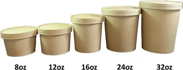 Alt view image 4 of 4 - 32oz Soup Containers with Lids -Disposable Soup Bowls for Hot Soup and Ice-cream - Steam Vents Design - Inner Coated - Plain Kraft Design - Disposable and Environmentally Friendly-Carton of 250 Counts