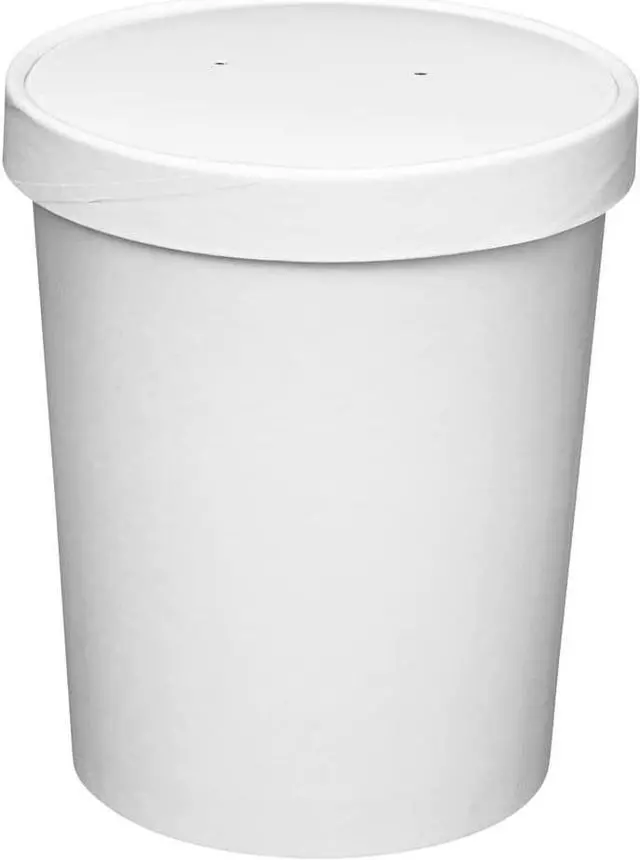 Alt view image 4 of 6 - 8oz White Paper Food Containers with Vented Lids, Disposable Soup and Ice Cream Cups, Eco-Friendly - Carton of 250 Counts