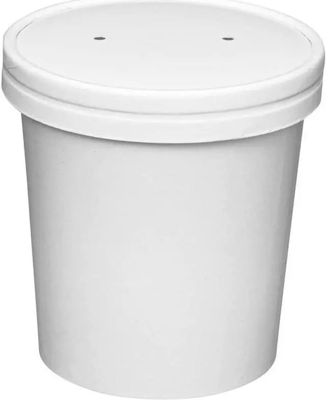 Alt view image 5 of 6 - 12oz White Paper Food Containers with Vented Lids, To Go Hot Soup Bowls, Disposable Ice Cream Cups - Carton of 250 Counts.