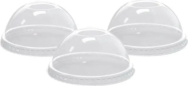 Main image of 98mm PET Plastic Dome Straw Slot Lid, BPA-Free, Crystal-Clear Design, Versatile Application. Carton of 1000 Counts