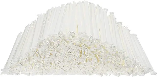 Alt view image 2 of 4 - 10.25 inch Clear Plastic Translucent Straws with Paper Wrapped Drinking Straws. Carton of 1200 Counts.