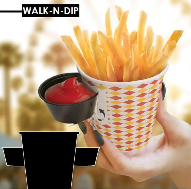 Alt view image 2 of 5 - 16oz Walk-n-Dip Paper Food Containers and 2oz Portion Cups. Carton of 1000 Counts.