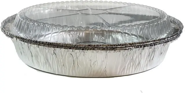 Main image of 7-Inch Round Foil Pans with Plastic Dome Lids, Disposable Aluminum Pan for Roasting, Baking, or Cooking. Carton of 250 Counts.