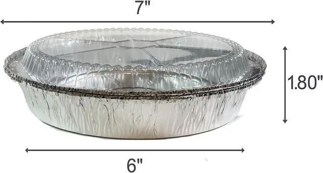 Alt view image 3 of 3 - 7-Inch Round Foil Pans with Plastic Dome Lids, Disposable Aluminum Pan for Roasting, Baking, or Cooking. Carton of 250 Counts.