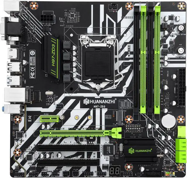 Alt view image 2 of 7 - HUANANZHI H97 ZD3 H97 motherboard LGA 1150 M-ATX SATA3 USB3.0 NVME NGFF M.2 SSD support non-ecc RAM core i3 4130 i5 4460 i7 4770