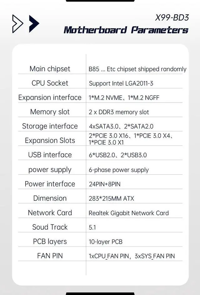 Alt view image 6 of 7 - HUANANZHI X99 BD3 LGA 2011-3 X99 Motherboard support E5 2696 2678 2676 2673 2666 V3 DDR3 RECC NVME NGFF