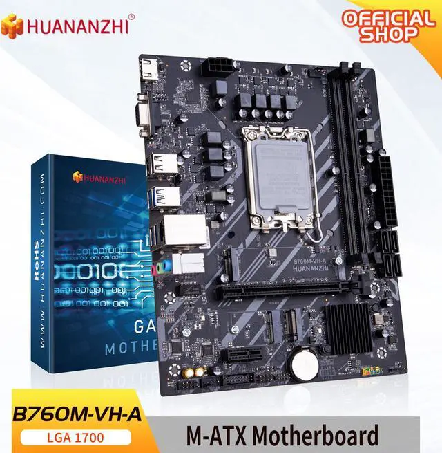 Main image of HUANANZHI B760M VH A M-ATX DDR4 Motherboard Support 12 13 Gen(LGA 1700 CPU 12100F/12400F/12490F/12600F/12700F/13600F)