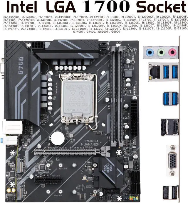 Alt view image 2 of 7 - HUANANZHI B760 D4 M-ATX DDR4 Motherboard Support 12 13 Gen( LGA 1700 CPU 12100F 12400F 12490F 12600F 12700F 13600F)