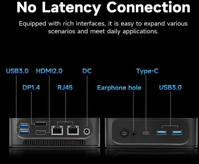 Alt view image 5 of 7 - HUANANZHI Mini PC N95, Mini Desktop Computers with INT Alder Lake N95 (3.4GHz), Support 8GB (Up to 32GB) DDR4 256GB, WiFi/BT5.0/1000Mbps of Gaming Mini PC for Business Office Home Server