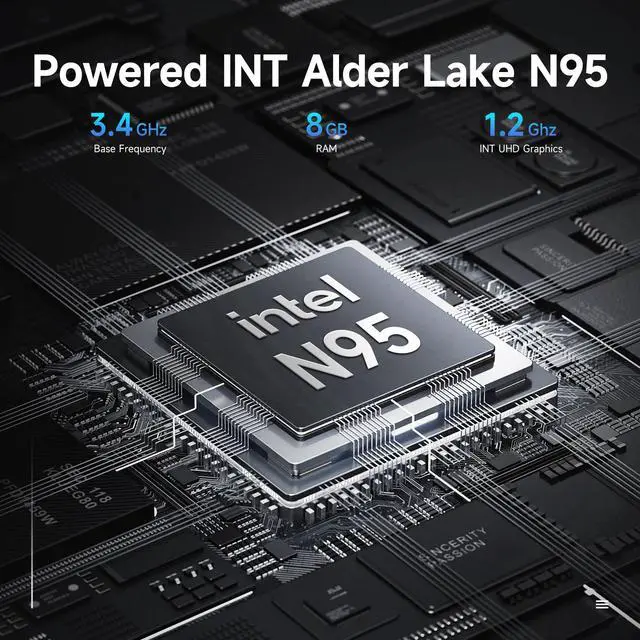 Alt view image 3 of 7 - HUANANZHI Mini PC N95, Mini Desktop Computers with INT Alder Lake N95 (3.4GHz), Support 8GB (Up to 32GB) DDR4 256GB, WiFi/BT5.0/1000Mbps of Gaming Mini PC for Business Office Home Server