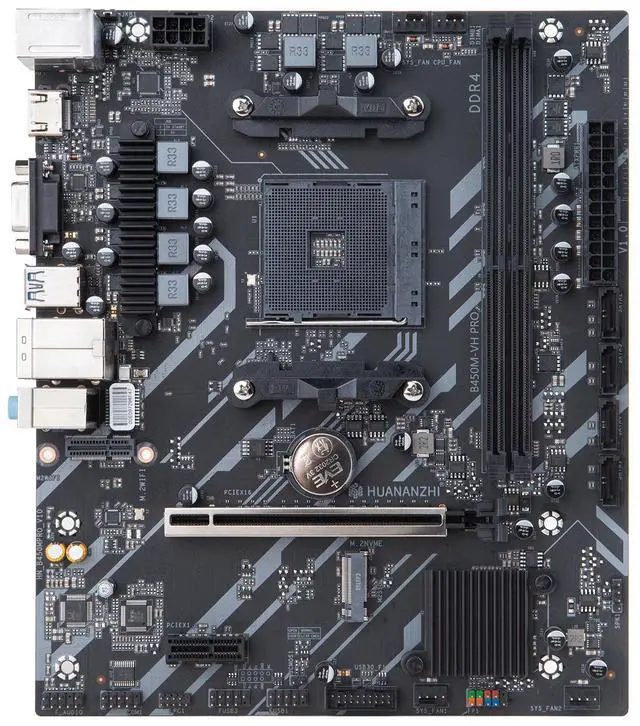 Alt view image 2 of 5 - HUANANZHI AMD B450M VH Gaming Motherboard USB3.0 M.2 Nvme Sata3 Supports Ryzen 5500 5600 5600G CPU
