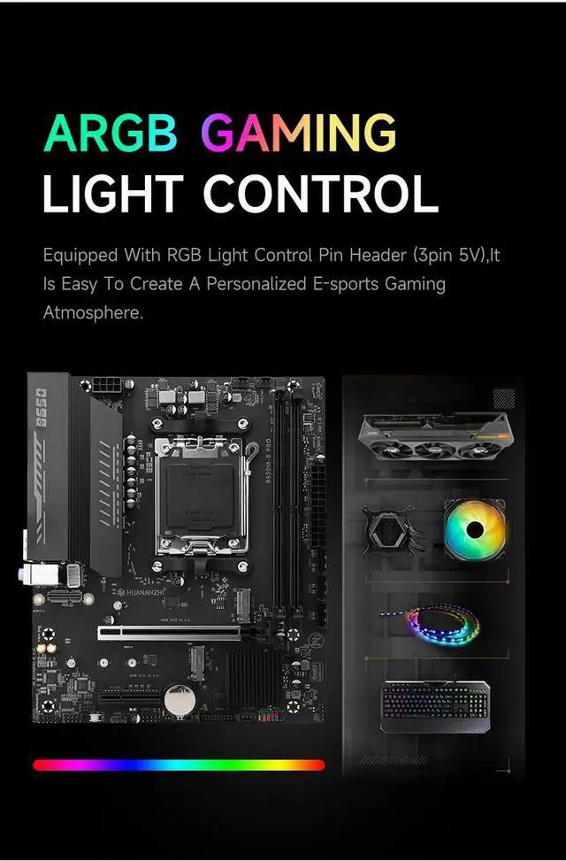 Alt view image 5 of 6 - HUANANZHI B650M B PRO AMD AM5 Motherboard Support Ryzen R5 R7 7000 8000 9000 Series M.2 NVME WIFI Dual Channel DDR5 EXPO RAM