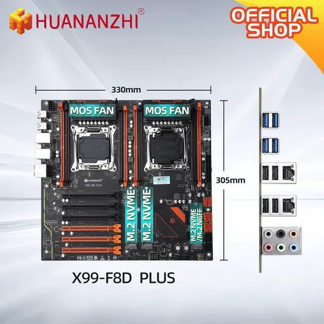 Alt view image 5 of 6 - HUANANZHI X99 F8D PLUS LGA 2011-3 X99 Motherboard support Dual CPU E5 2640 2666 2670 2696 V3 V4 DDR4 RECC NVME NGFF