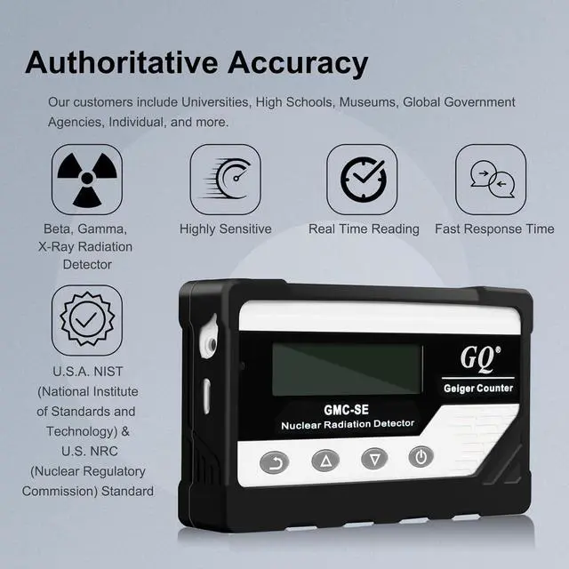 Alt view image 5 of 6 - GQ GMC-SE Geiger Counter Radiation Detector Beta Gamma X-ray Portable Radiation Monitor Meter Digital Nuclear Radiation Dosimeter, Automatic Data Recording Device, Drop-Proof Silicone Case (Black)