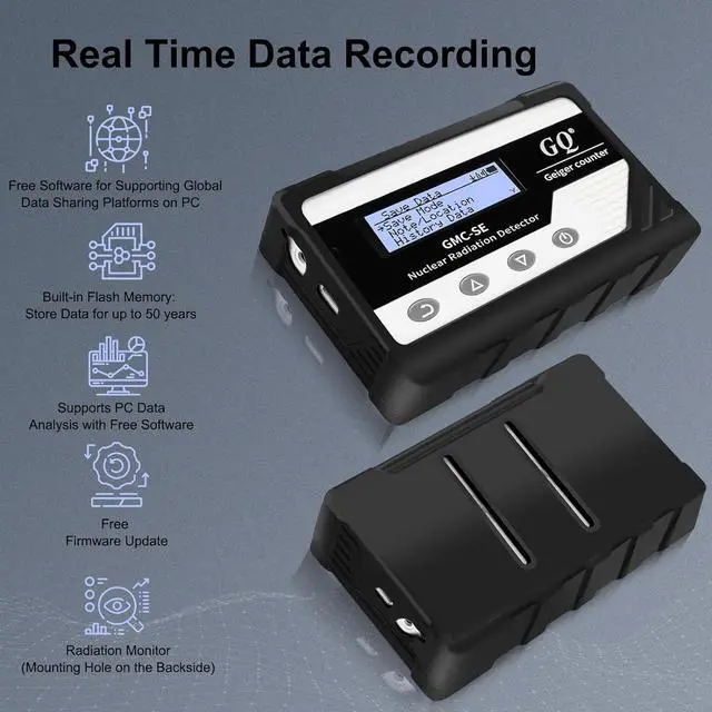 Alt view image 6 of 6 - GQ GMC-SE Geiger Counter Radiation Detector Beta Gamma X-ray Portable Radiation Monitor Meter Digital Nuclear Radiation Dosimeter, Automatic Data Recording Device, Drop-Proof Silicone Case (Black)