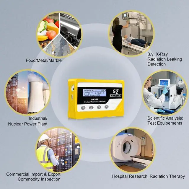Alt view image 5 of 6 - GQ GMC-SE Geiger Counter Radiation Detector Beta Gamma X-ray Portable Radiation Monitor Meter Digital Nuclear Radiation Dosimeter, Automatic Data Recording Device, Drop-Proof Silicone Case (Yellow)