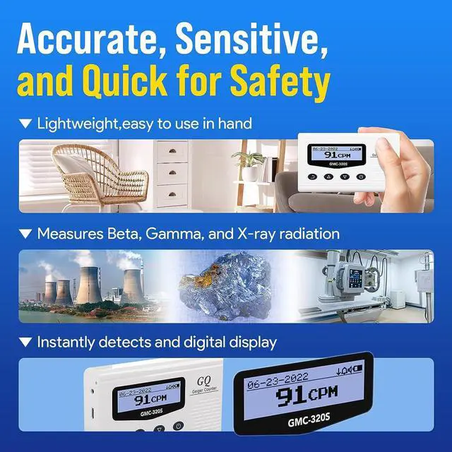 Alt view image 2 of 6 - GQ GMC-320S Digital Nuclear Radiation Detector Monitor Meter Geiger Counter Radiation Dosimeter