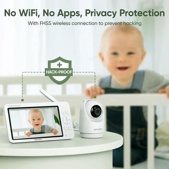 Alt view image 2 of 6 - 720P HD Video Baby Monitor with Camera and Audio 7-Inch Screen Secure from Hacking No Wi-Fi