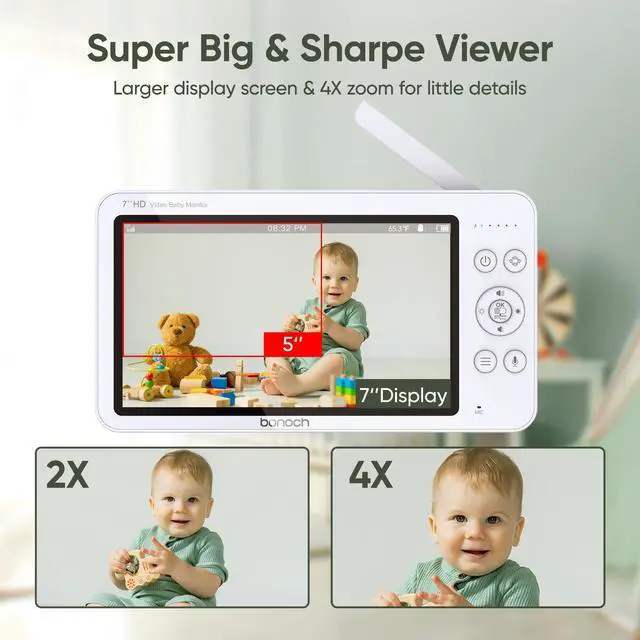 Alt view image 3 of 6 - 720P HD Video Baby Monitor with Camera and Audio 7-Inch Screen Secure from Hacking No Wi-Fi