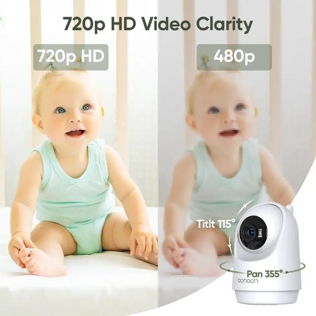 Alt view image 4 of 6 - 720P HD Video Baby Monitor with Camera and Audio 7-Inch Screen Secure from Hacking No Wi-Fi