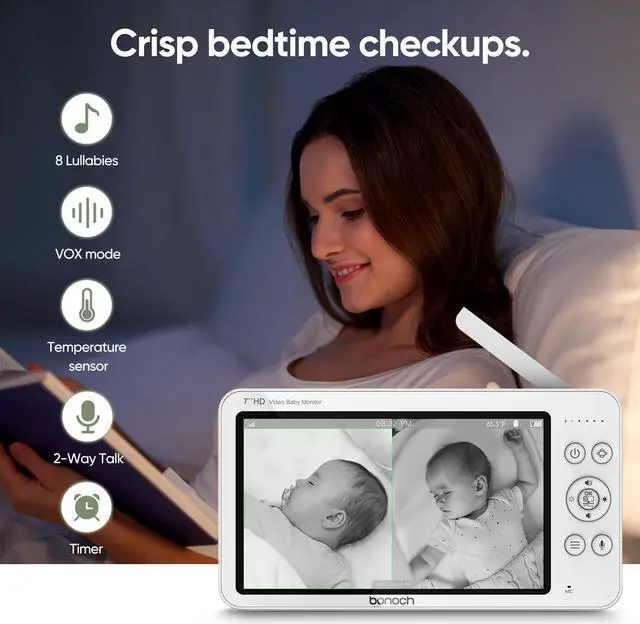 Alt view image 6 of 6 - 720P HD Video Baby Monitor with Camera and Audio 7-Inch Screen Secure from Hacking No Wi-Fi