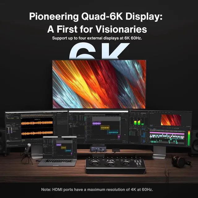 Alt view image 2 of 7 - iVANKY FusionDock Max 1 Compatible with Thunderbolt 4, 20-in-1 Quad 6K@60Hz Monitor MacBook Docking Station, 40Gbps Dock for Mac M1/M2/M3 Pro/Max