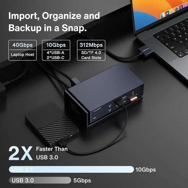 Alt view image 5 of 7 - iVANKY FusionDock Max 1 Compatible with Thunderbolt 4, 20-in-1 Quad 6K@60Hz Monitor MacBook Docking Station, 40Gbps Dock for Mac M1/M2/M3 Pro/Max