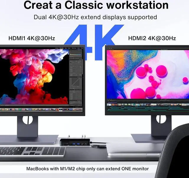 Alt view image 2 of 7 - iVANKY Docking Station with 100W Power Adapter 12-in-2 Dual 4K Powered USB C Dock with 85W PD, USB-A Ports, for MacBook Pro/Air