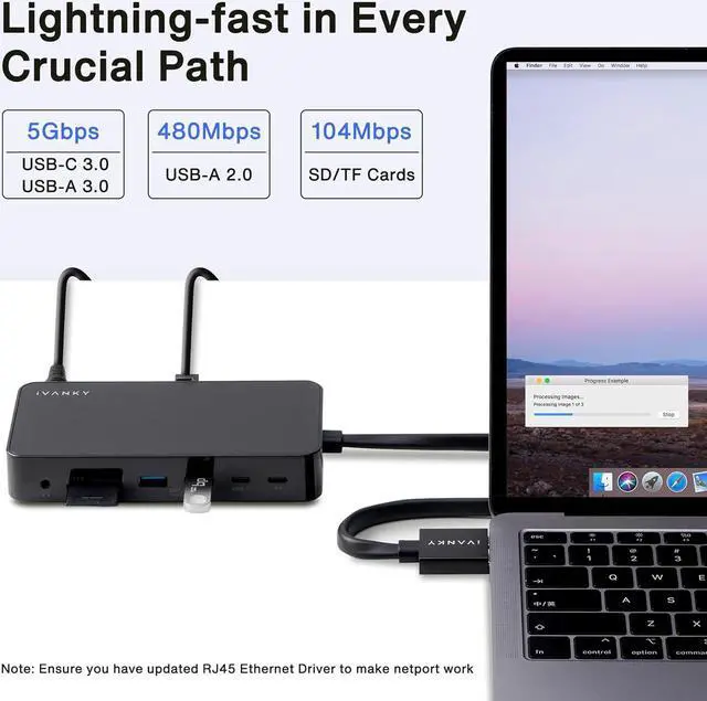 Alt view image 4 of 7 - iVANKY Docking Station with 100W Power Adapter 12-in-2 Dual 4K Powered USB C Dock with 85W PD, USB-A Ports, for MacBook Pro/Air