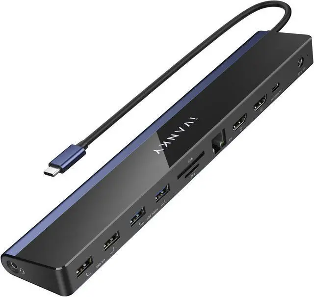 Main image of iVANKY EdgeDock 1 USB C Laptop Docking Station with 100W Power Adapter 12-in-1 85W PD Dock Dual 4K HDMI Display