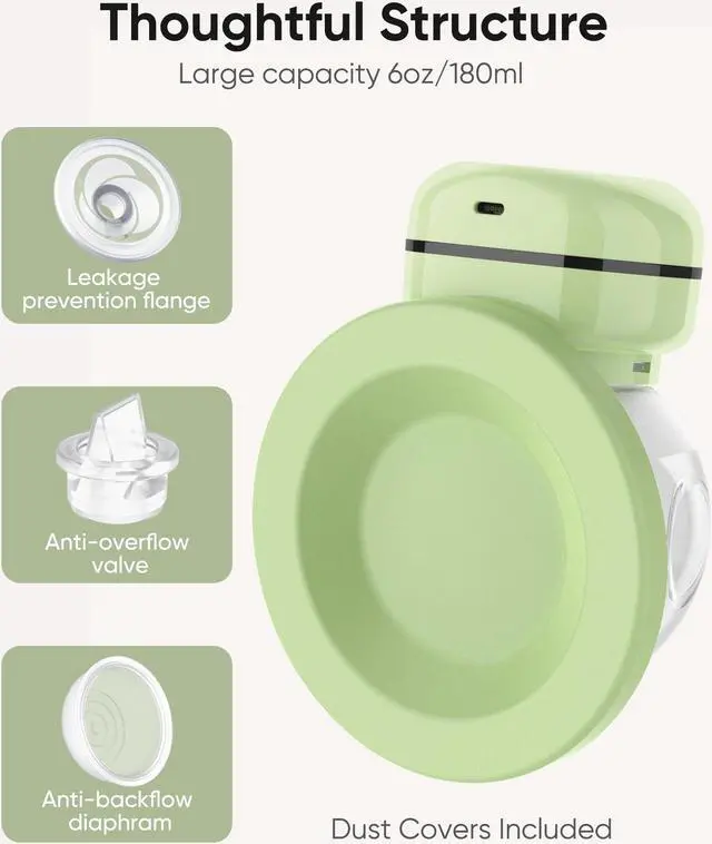 Alt view image 3 of 7 - bonoch Wearable Breast Pump Hands Free, Electric Breast Pump Portable with 3 Modes 9 Level, Memory Function, Dust Cover, 19/22/26mm Flange, Milk Storage Bags, Nipple Ruler, Rechargeable & LCD Display