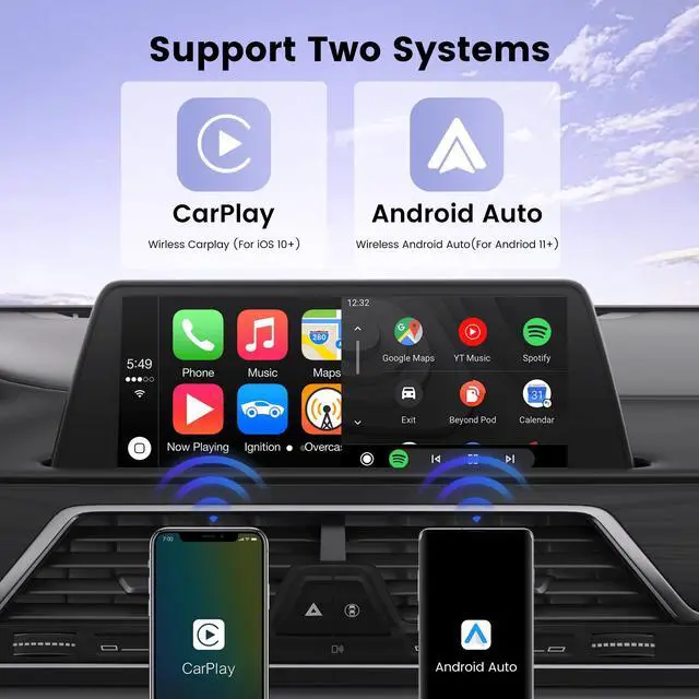 Alt view image 3 of 7 - Apple Carplay Wireless Adapter, CarPlay Wireless Adapter for iPhone for Android, Apple CarPlay Adapter, Apple carplay Wireless Adapter for iOS 10+ and Andriod 11+, with Two USB C Cable 15cm