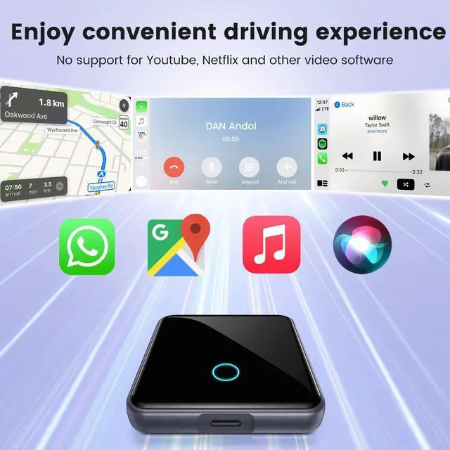 Alt view image 5 of 7 - Apple Carplay Wireless Adapter, CarPlay Wireless Adapter for iPhone for Android, Apple CarPlay Adapter, Apple carplay Wireless Adapter for iOS 10+ and Andriod 11+, with Two USB C Cable 15cm