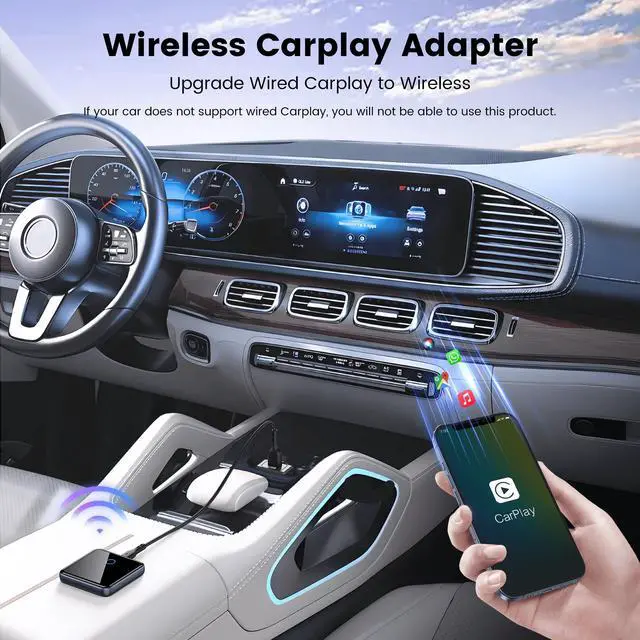 Alt view image 6 of 7 - Apple Carplay Wireless Adapter, CarPlay Wireless Adapter for iPhone for Android, Apple CarPlay Adapter, Apple carplay Wireless Adapter for iOS 10+ and Andriod 11+, with Two USB C Cable 15cm