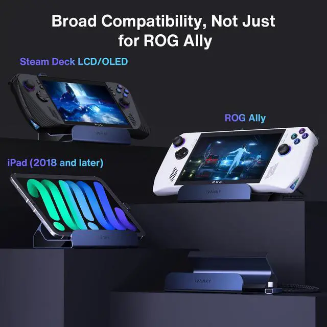 Alt view image 5 of 5 - iVANKY Legion Go/ROG Ally/Steam Deck Dock with 100W PD Charger, 8-in-1 Hub Docking Station with HDMI 4K@120Hz Gigabit Ethernet, USB-A 3.0, 100W Charging USB-C Port for Valve Stream Deck