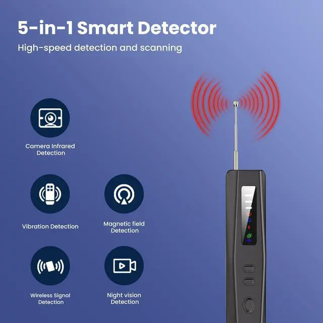 Alt view image 2 of 7 - 5 in 1 Mode Hidden Camera Detectors, Hidden Bug and Camera Finder Device