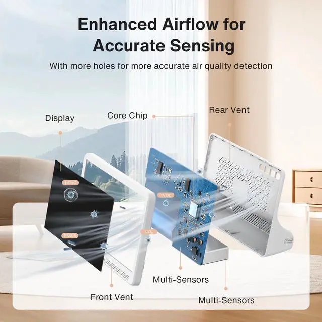 Alt view image 7 of 7 - 7" Display 16 in 1 Detector Air Quality Monitor for Indoor Monitoring